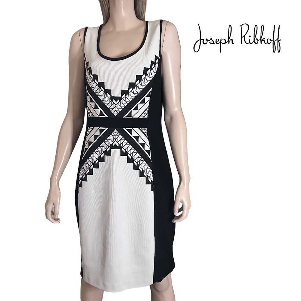 Joseph Ribkoff Dress Graphic Tribal Geometric Tank Sheath Made in Canada - Picture 14 of 16